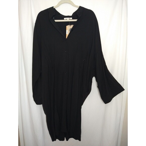 Label of Love Dresses & Skirts - NWT Label of Love Dress Sz S Black Button Flap lagenlook Bell Sleeve 100% Tencel